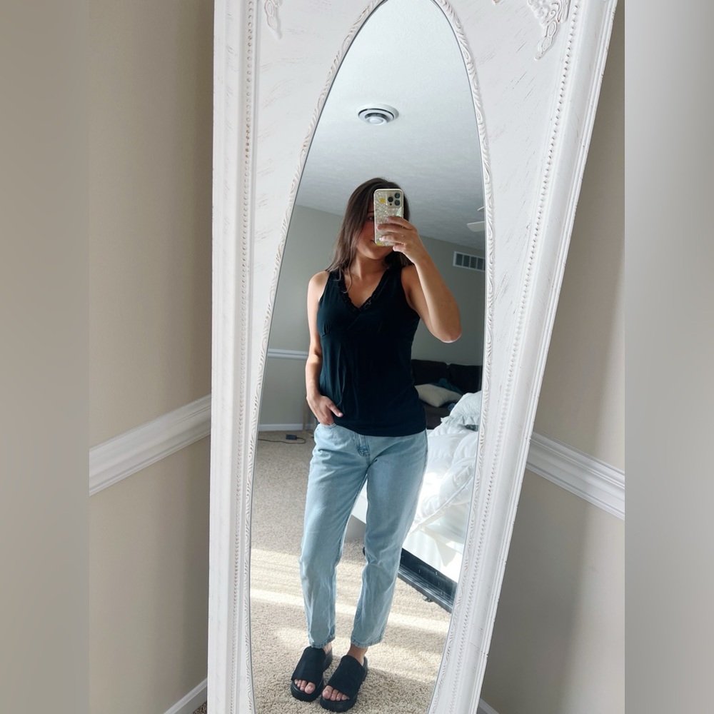Merona V-Neck Lace Black Tank Top